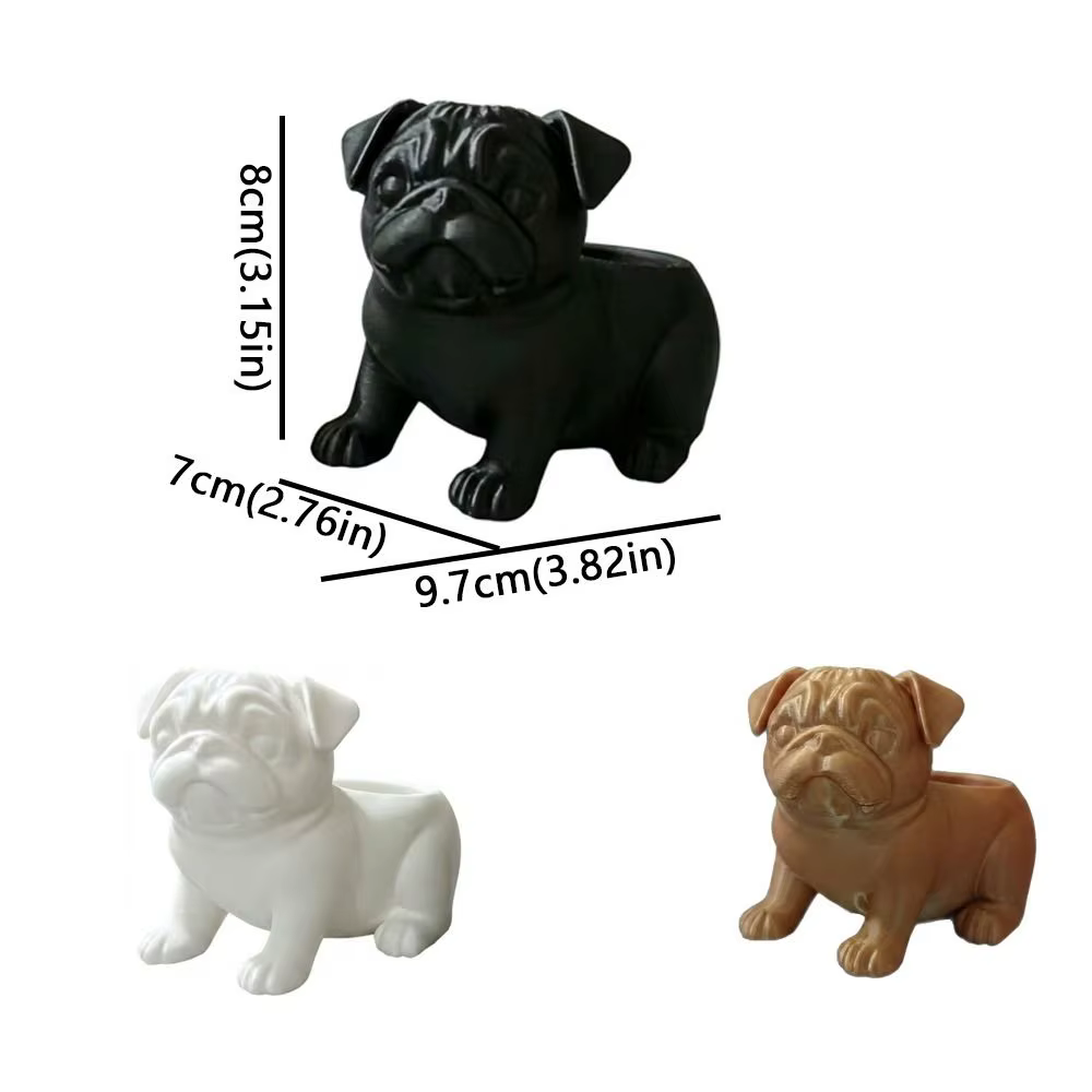 Pot de fleurs en forme de pug imprimé en 3D