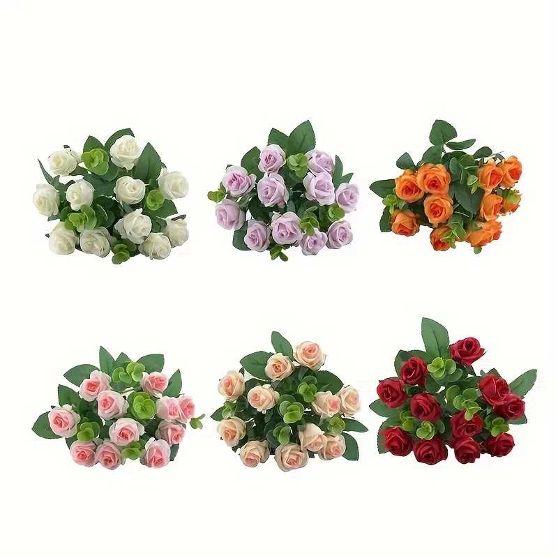Bouquet de roses artificielles en soie