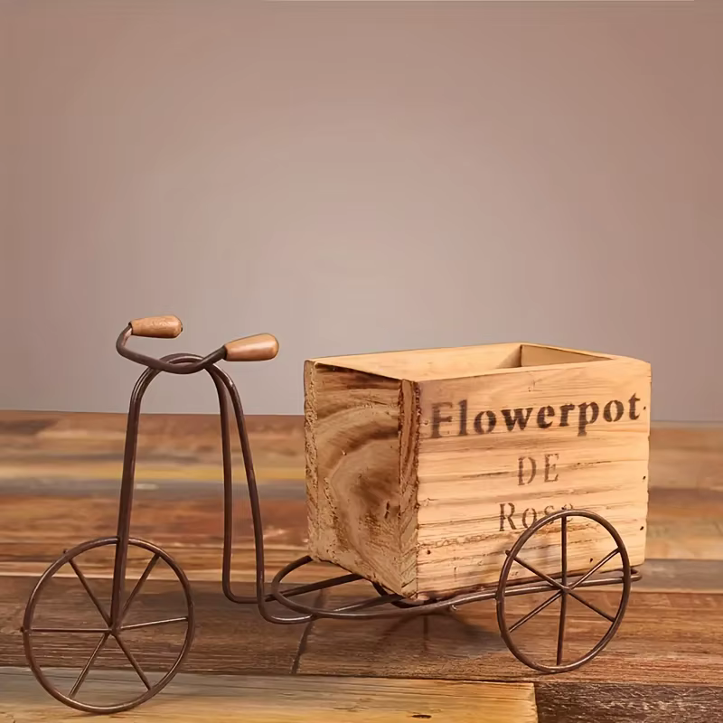 Support de plante de Tricycle en bois rustique Vintage-charmant