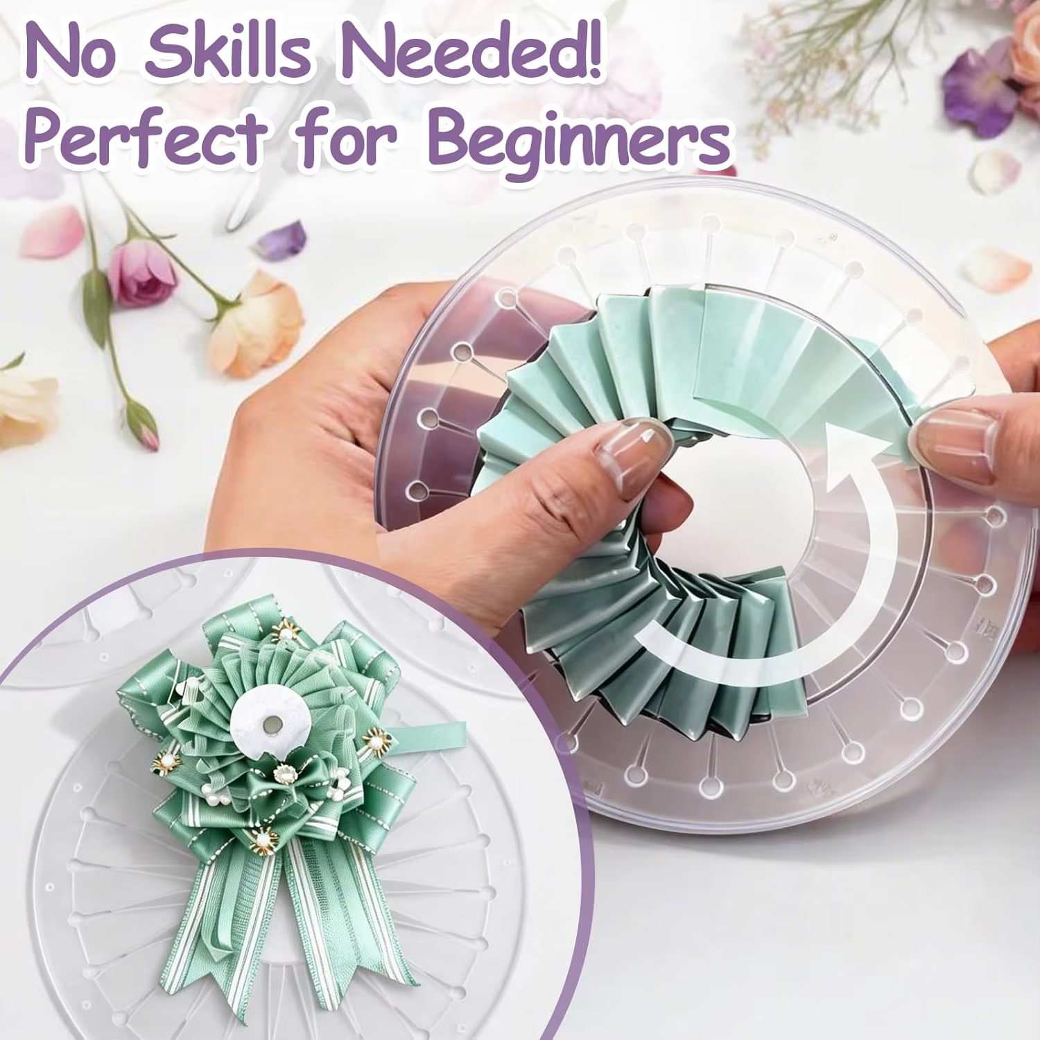 Outil de fabrication de rosettes en ruban transparent DIY de 9 cm, 12 cm, 15 cm, pour figurines de table et fleurs en ruban