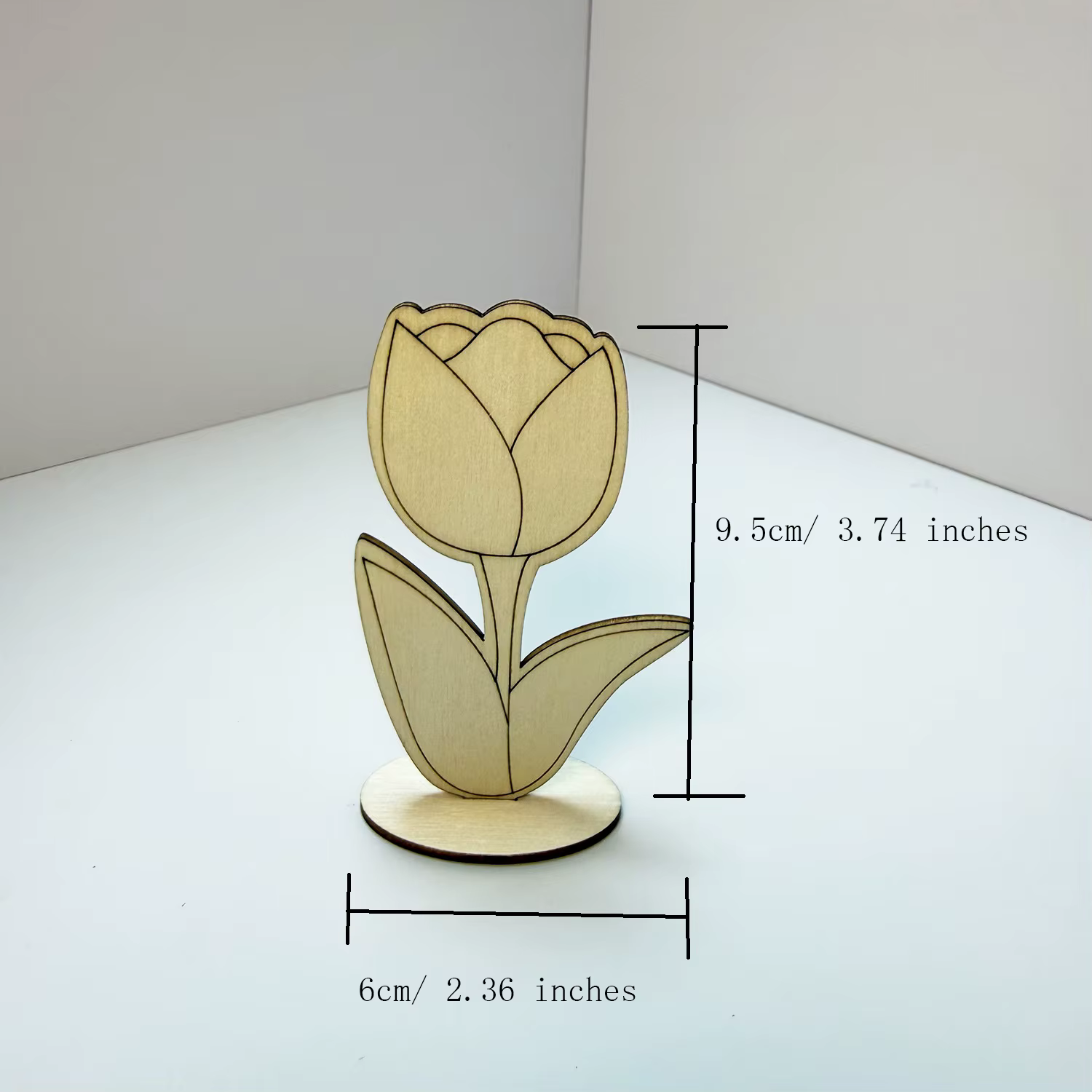 Lot de 6 pièces/1 ensemble de fleurs en bois à peindre soi-même