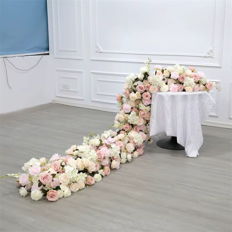 Rangée de fleurs artificielles Uflower 200cm 100cm 50cm – Décoration florale pour centre de table de mariage