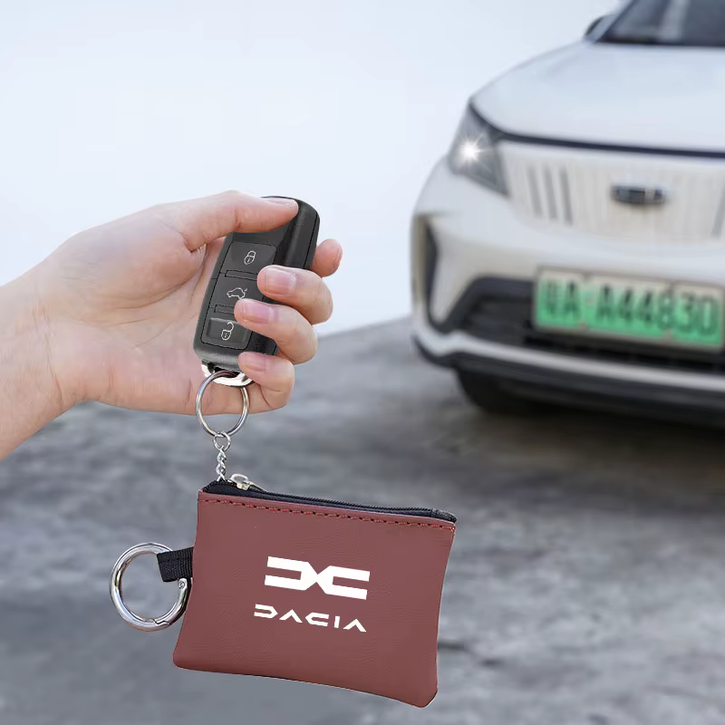 Accessoires de voiture en cuir clé portefeuille carte sac emblème porte-clés pochette pour Dacia Bigster printemps Duster Sandero Jogger Dokker Lodgy RS