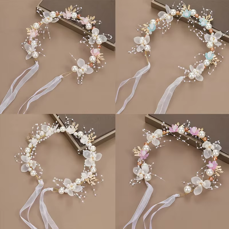 Couronne de tête pour enfants, couronne de fleurs pour cheveux, couronne de fleurs, couvre-chef pour filles, diadèmes de fleurs, cercle HH01