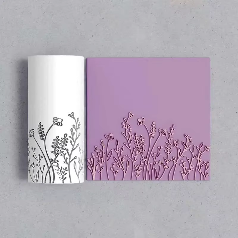 Outil de roulement de texture d'argile douce de fleurs sauvages et d'herbe : rouleau de texturisation de haute précision pour la fabrication de bijoux à bricoler soi-même et la décoration créative