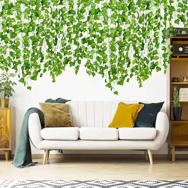 Guirlande de feuilles de lierre artificielles vertes