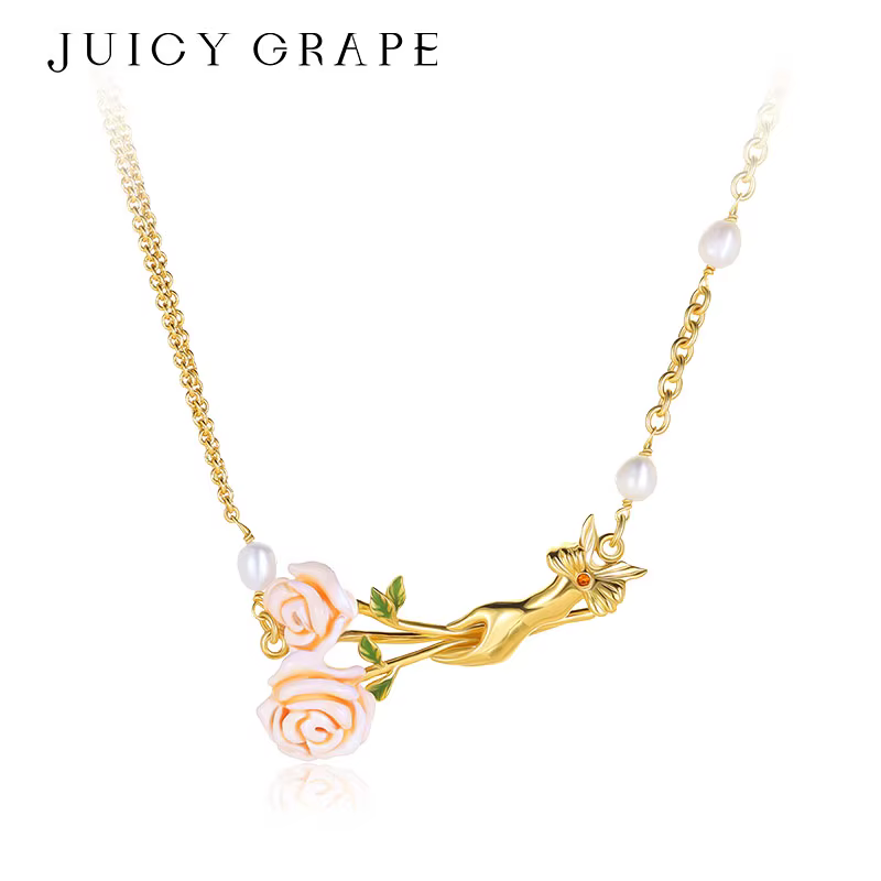 Collier ras du cou romantique en perles de rose, bijoux de luxe émaillés floraux pour femmes et jeunes filles, tendance fête et mariage 2026