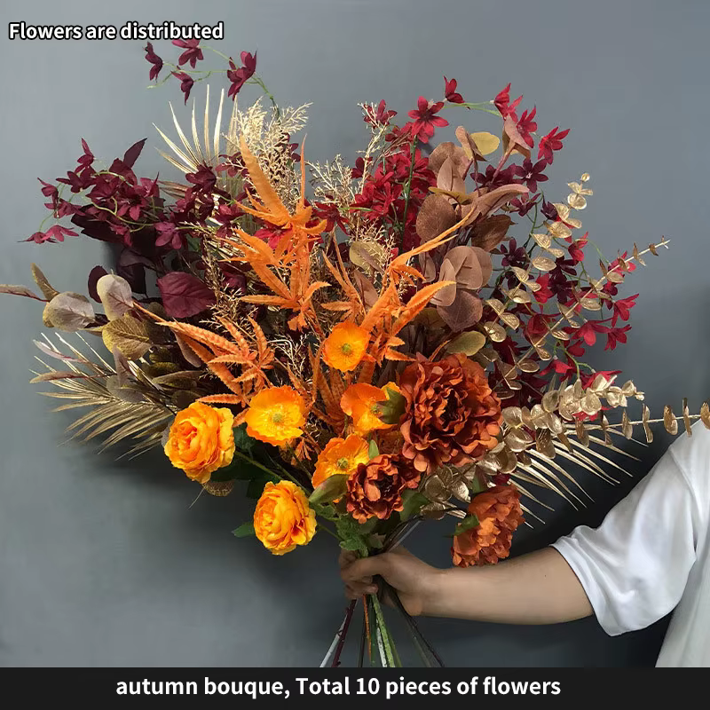 Bouquet botanique rose en rayonne d'automne