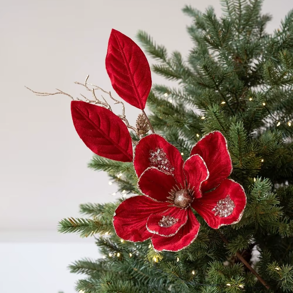 Décor de fleurs de noël artificielles