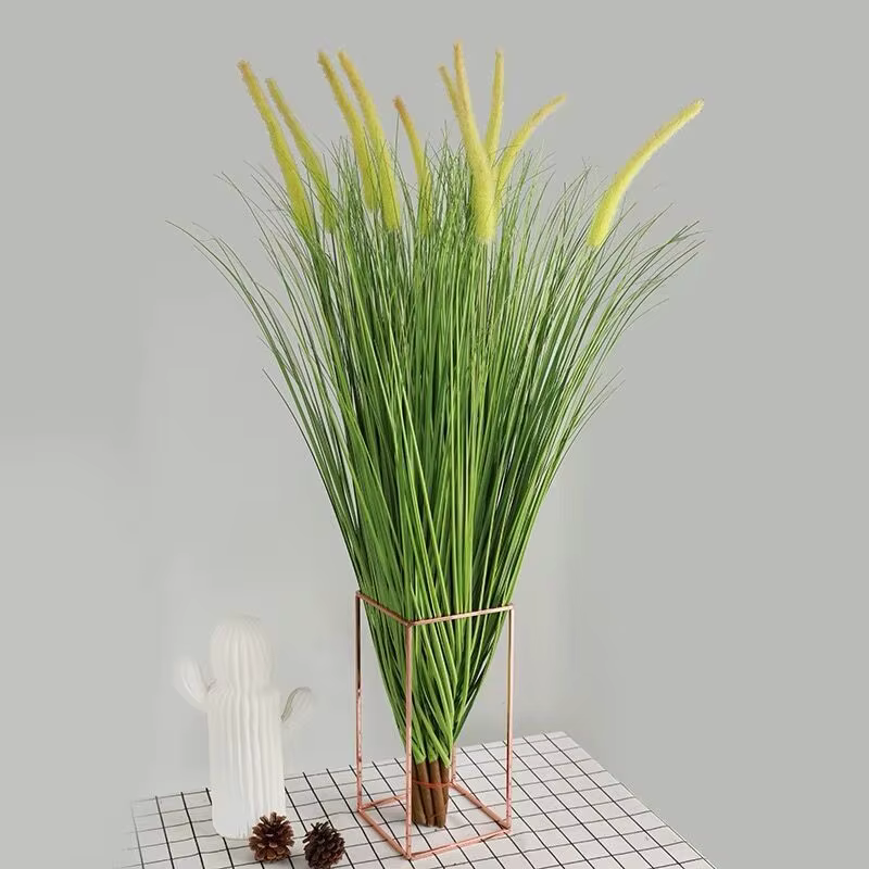 Nouveau 98 cm 2 PC plantes artificielles herbe verte pompon Pampas fausses fleurs fête mariage jardin avec extérieur nordique décoration de la maison