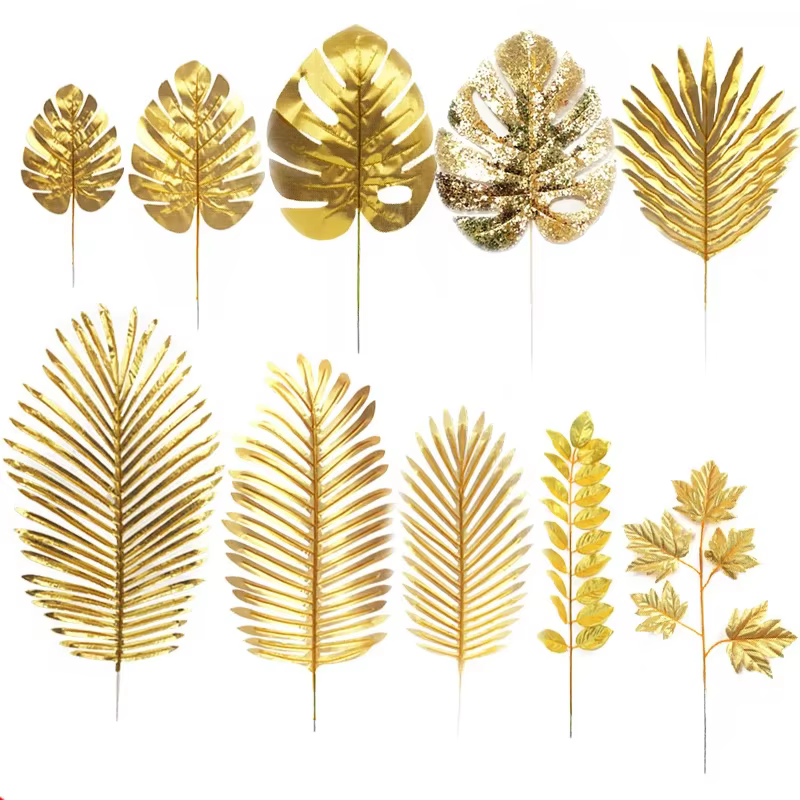 Plantes artificielles feuilles dorées