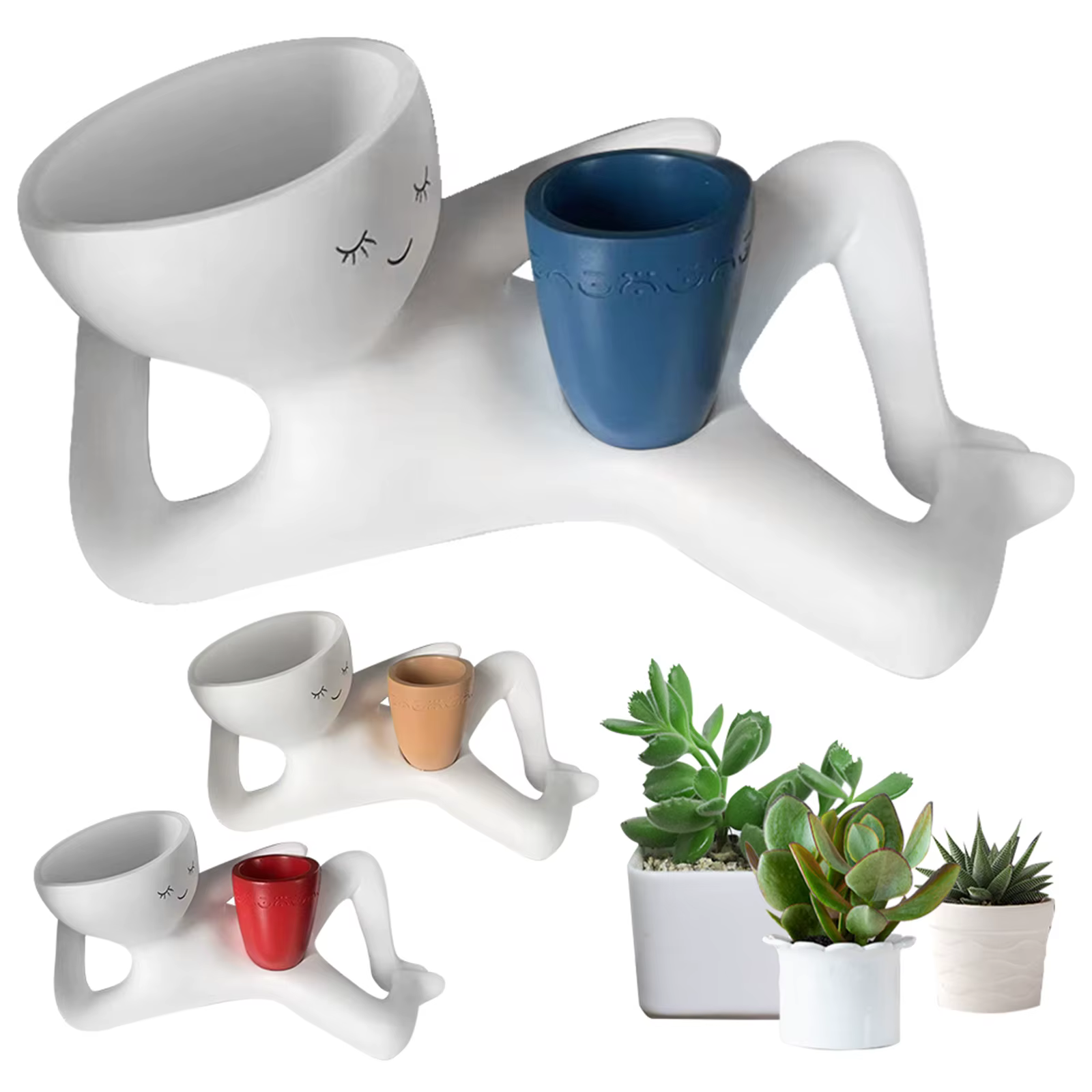 Pot de fleurs en résine Lazy Guy Planter