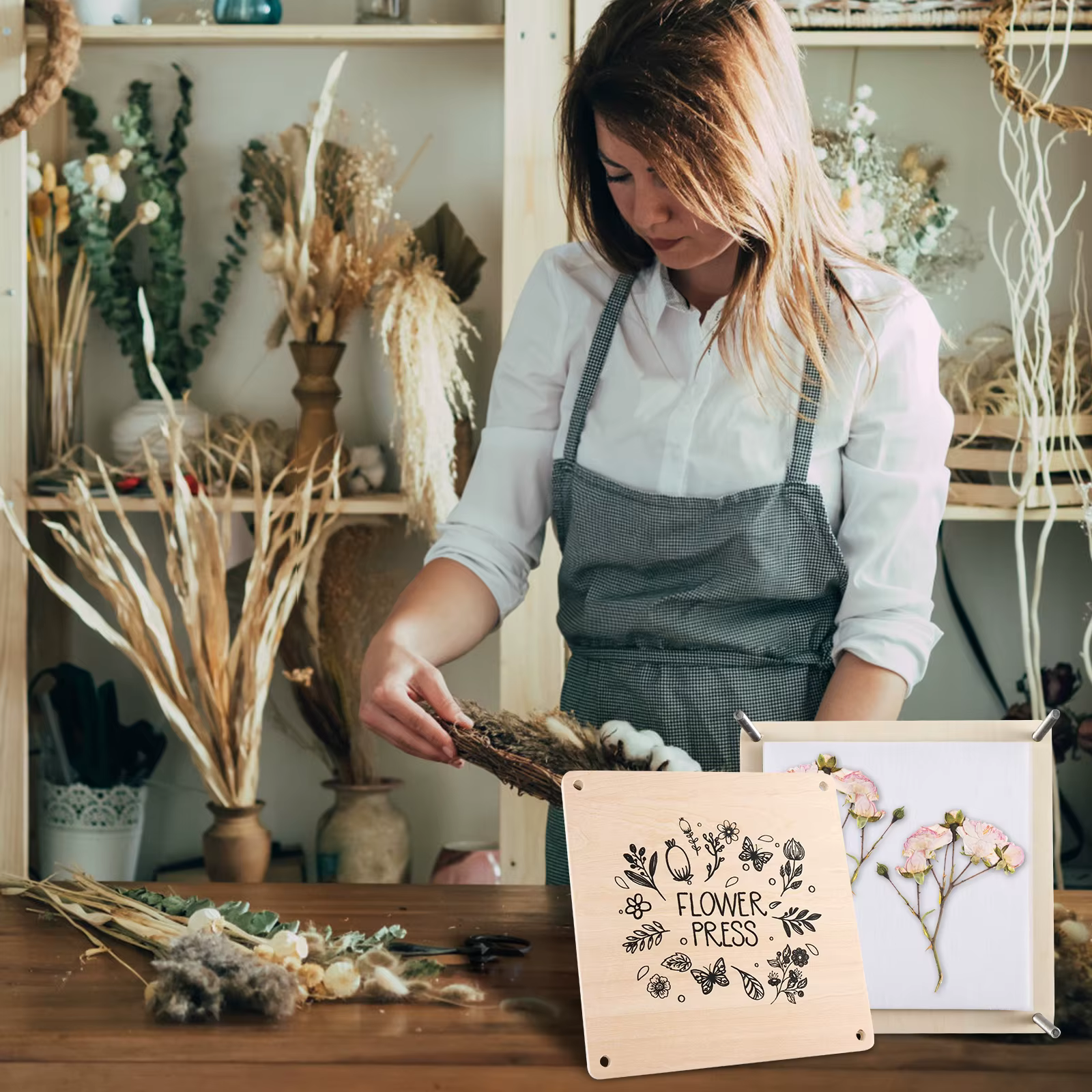Kit de presse à fleurs professionnel en bois