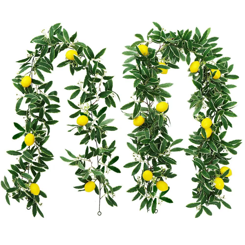 Guirlande de citrons artificiels en eucalyptus printanier