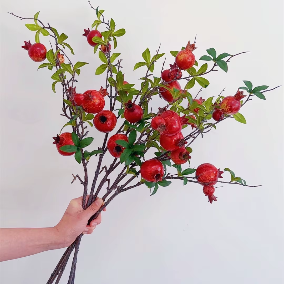 Fleurs artificielles à longue branche de grenade