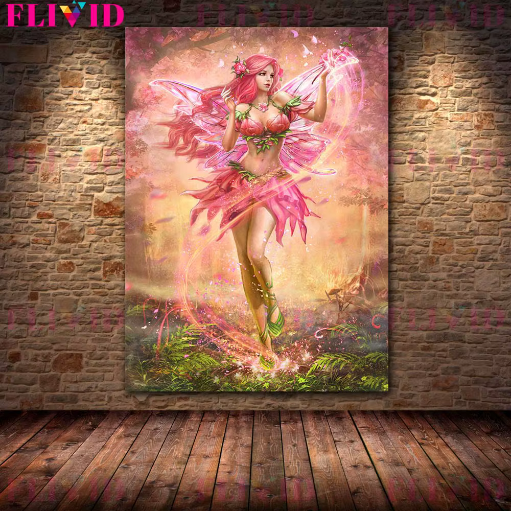 Affiche murale de féerique de fleur de dessin animé