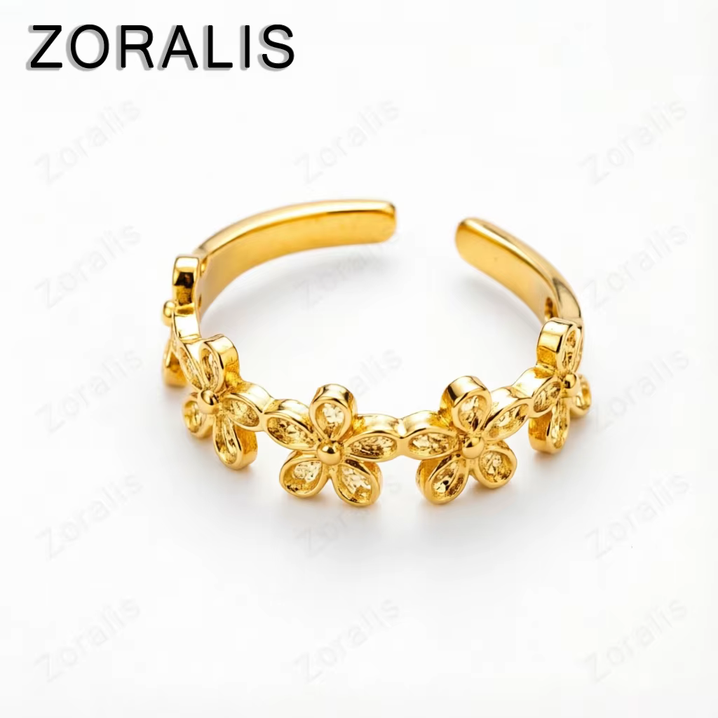 Bague élégante et rétro en or 18 carats pour femme, motif floral, cadeau idéal pour mariage ou fête - PROMOTION EXCEPTIONNELLE