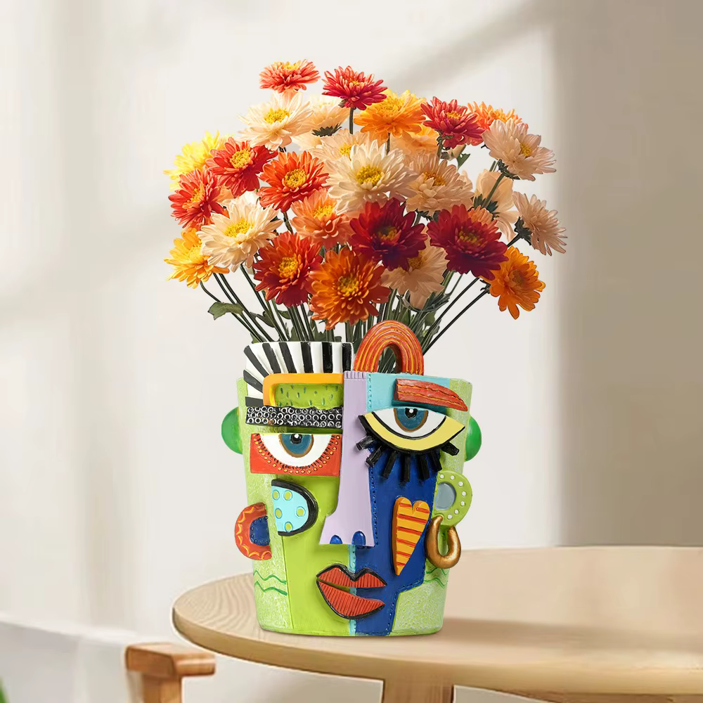 Pot de fleur de visage abstrait
