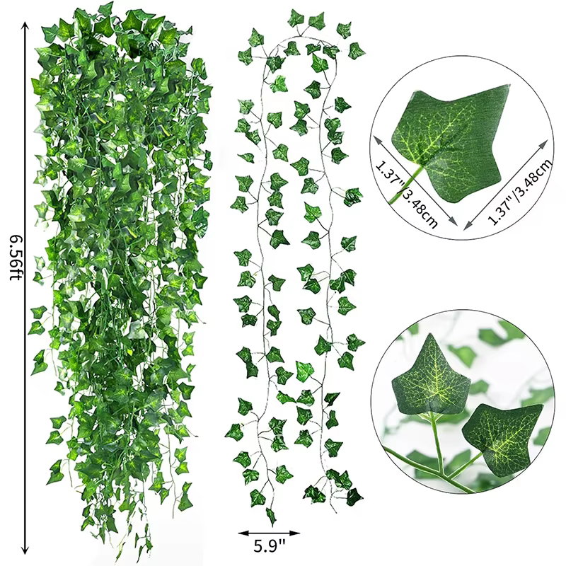 2/4//6/8/10M feuilles de soie fausse Creeper feuille verte hierre vigne chaîne pour la maison mariage suspendus guirlande plantes artificielles décoration