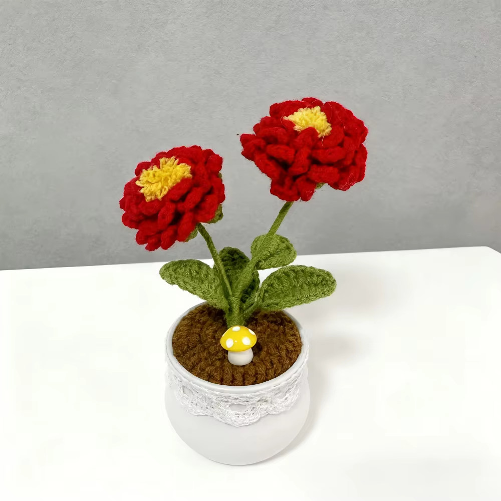 Pivoine au Crochet faite à la main en pot