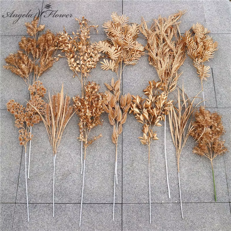Matériaux d'arrangement de fleurs artificielles série dorée