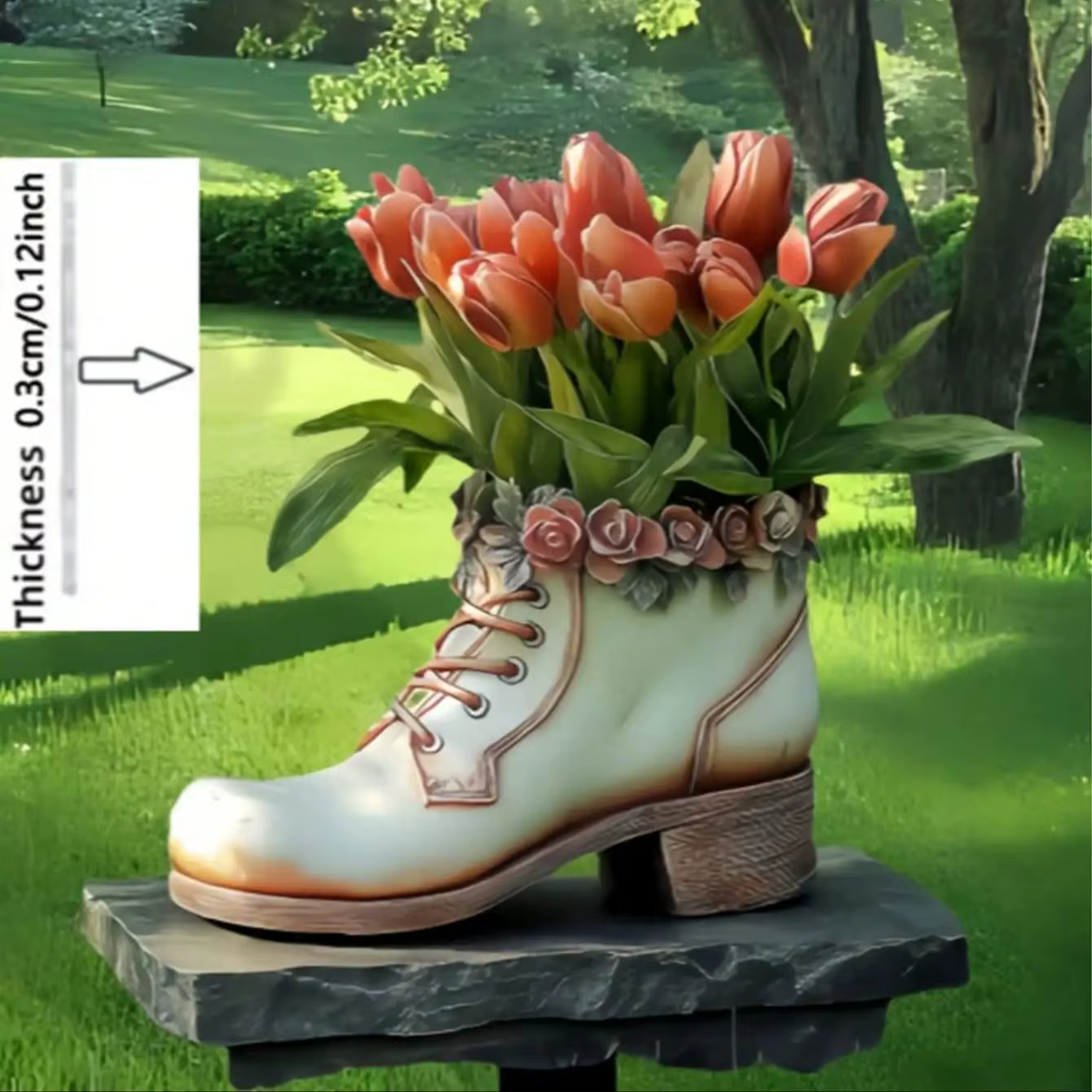 1 pièce de décoration de jardin en forme de « Chaussures et Tulipes » aux couleurs vives