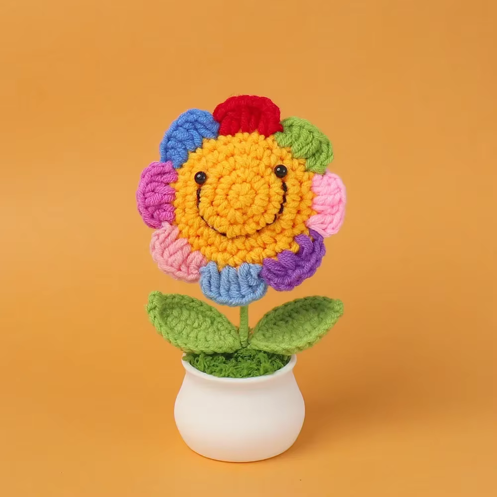 Jolies fleurs artificielles en crochet en forme de tournesol