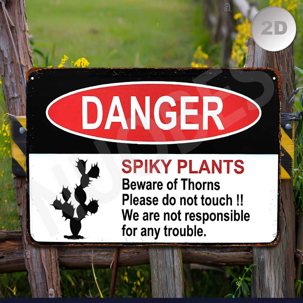 Panneau de signalisation de danger en aluminium plat 2D en forme de cactus
