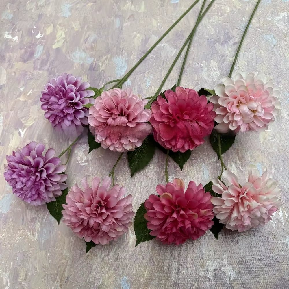 Nouveau bouquet de fleurs artificielles en soie Dahlia