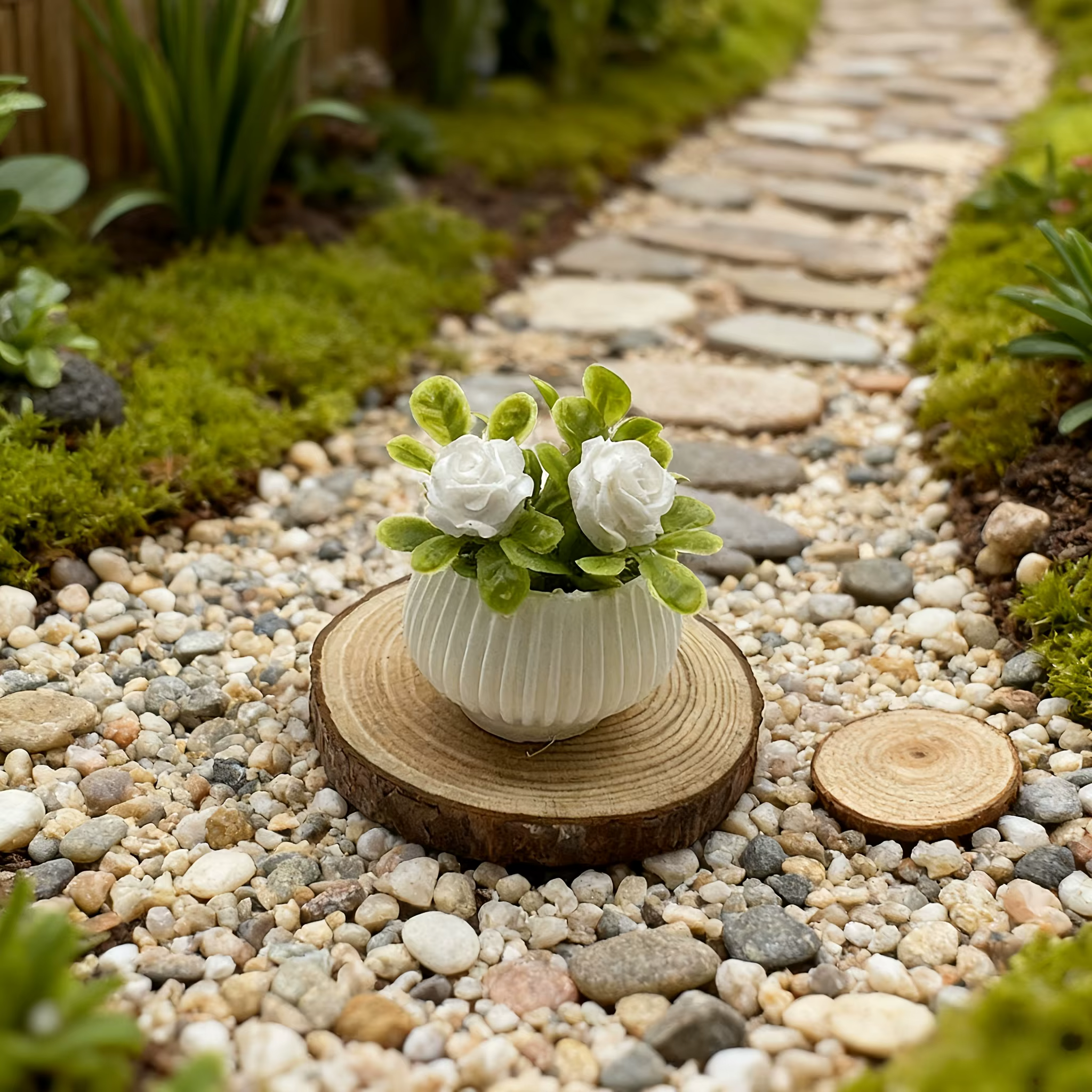 Plantes miniatures en pot de roses