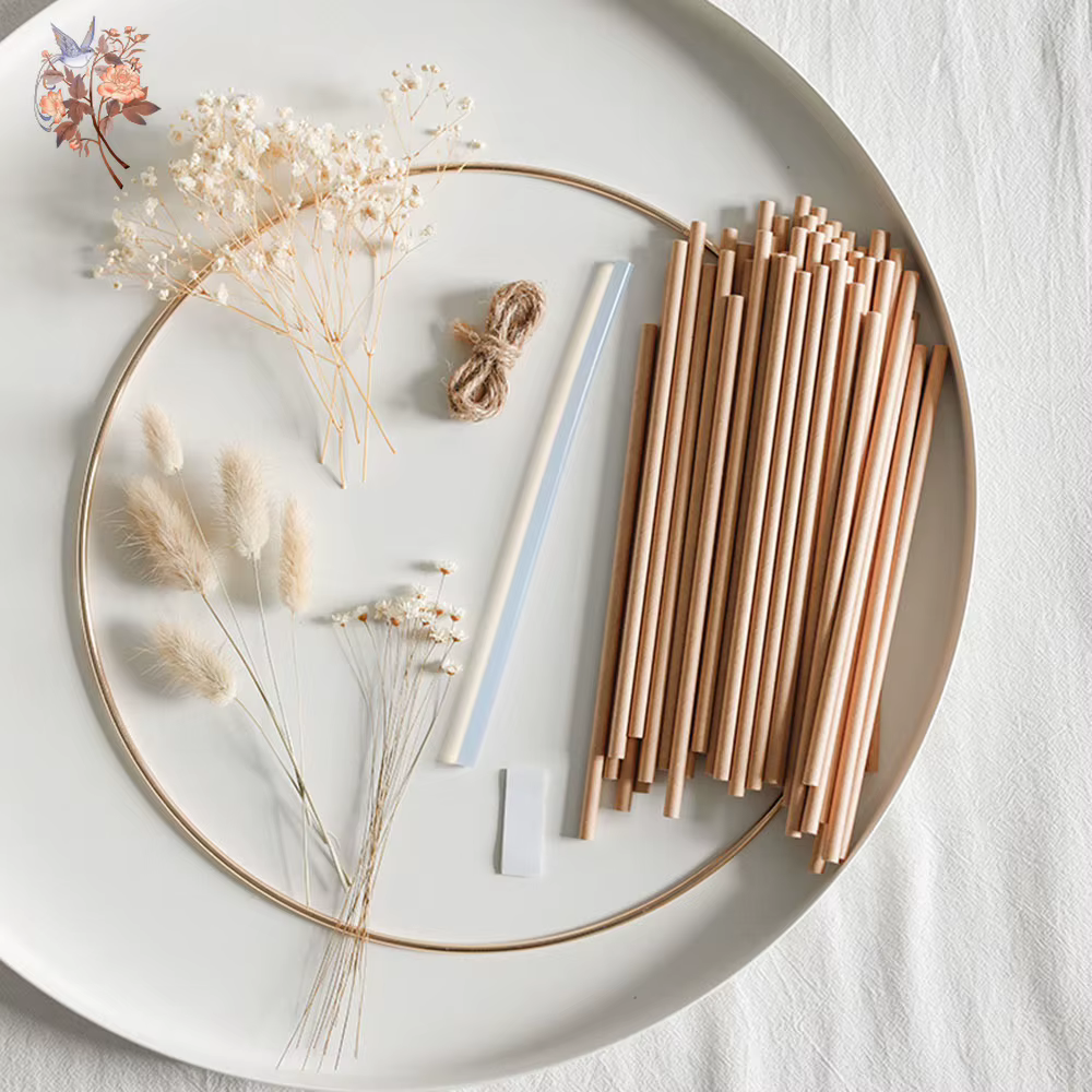 Couronne de fleurs séchées de qualité supérieure faite à la main