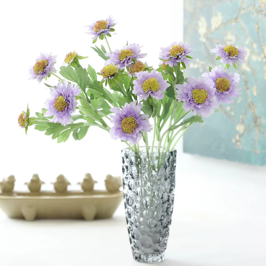 1 pièces fleurs artificielles Scabiosa Pincushion fleur branche décor à la maison décoration de jardin F1408