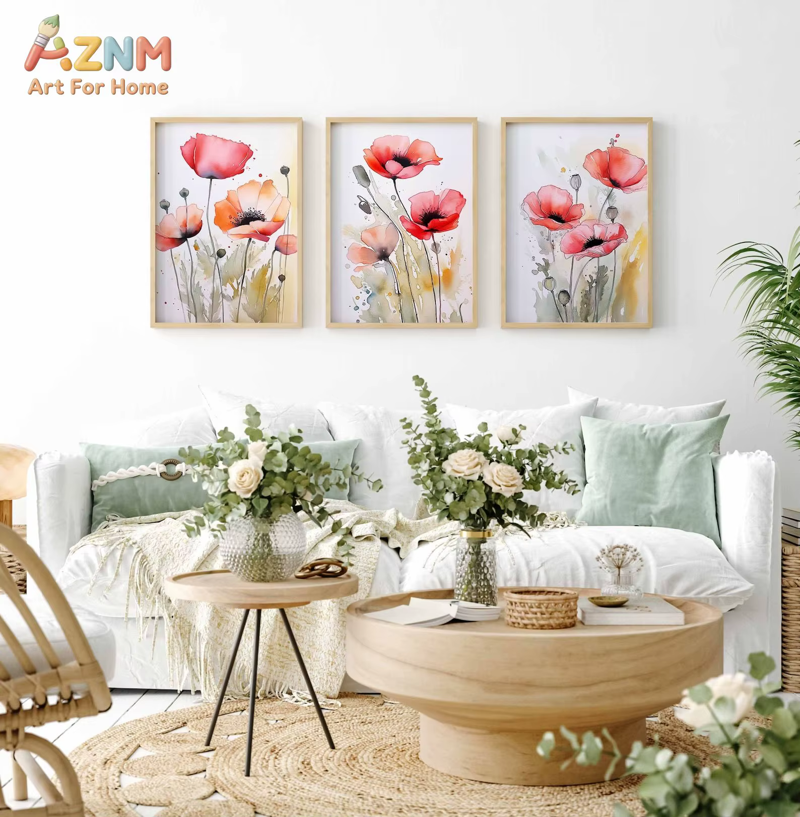 Ensemble de 3 impressions florales aquarelle, art mural de fleurs sauvages, affiche botanique abstraite, illustration florale