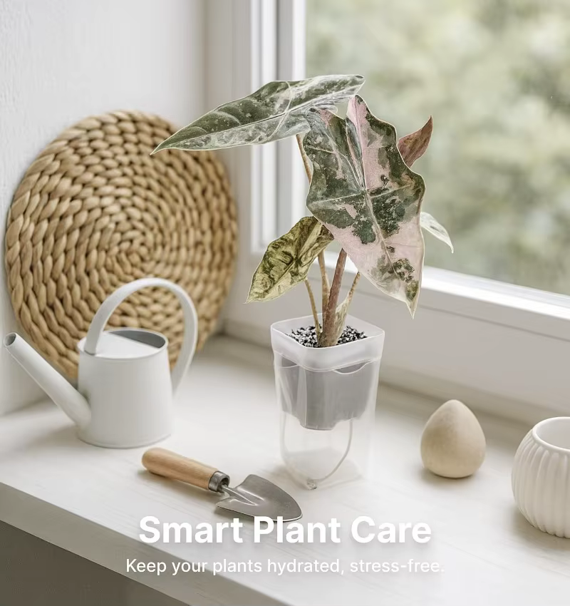 Pot de fleurs à arrosage automatique en plastique translucide avec trous de drainage pour succulentes et boutures