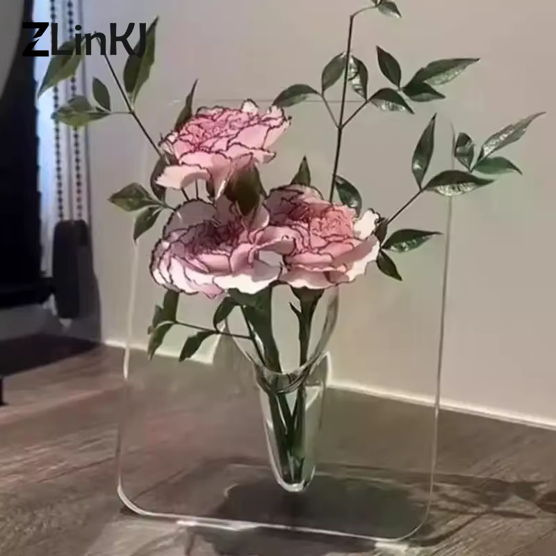 Vase à fleurs en acrylique transparent