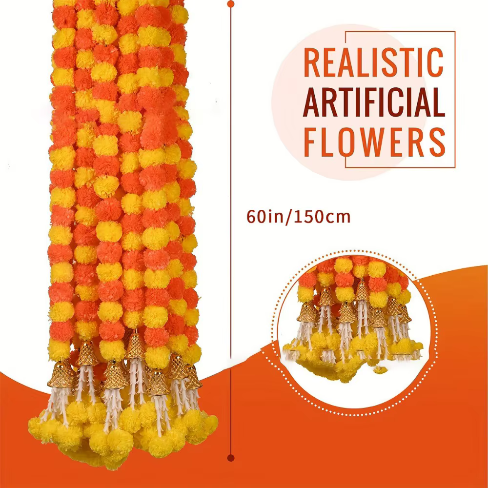 Guirxiété de fleurs de souci artificielles à longs brins