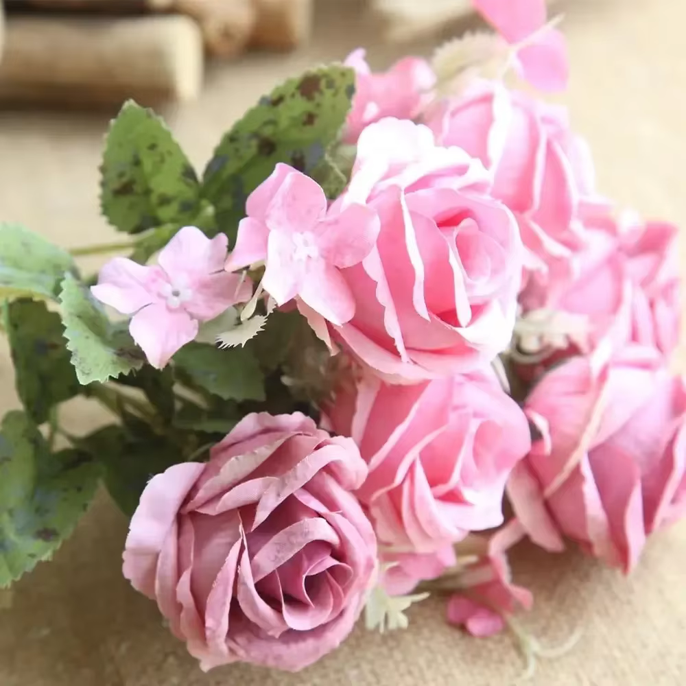 Rose artificielle européenne en soie de haute qualité