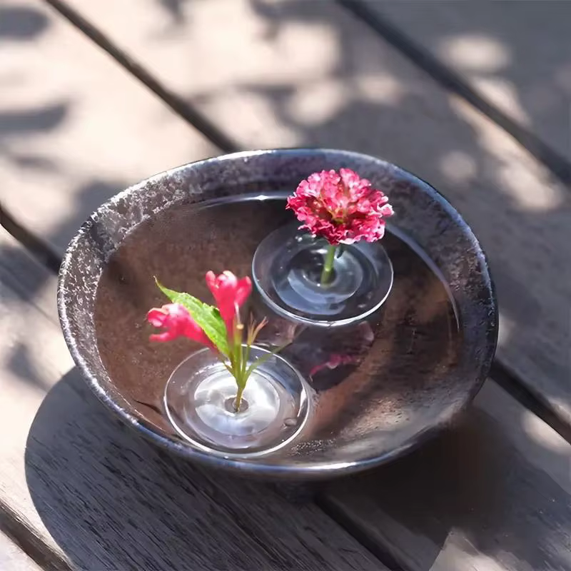 Vase à fleurs flottant en verre : présentoir hydroponique