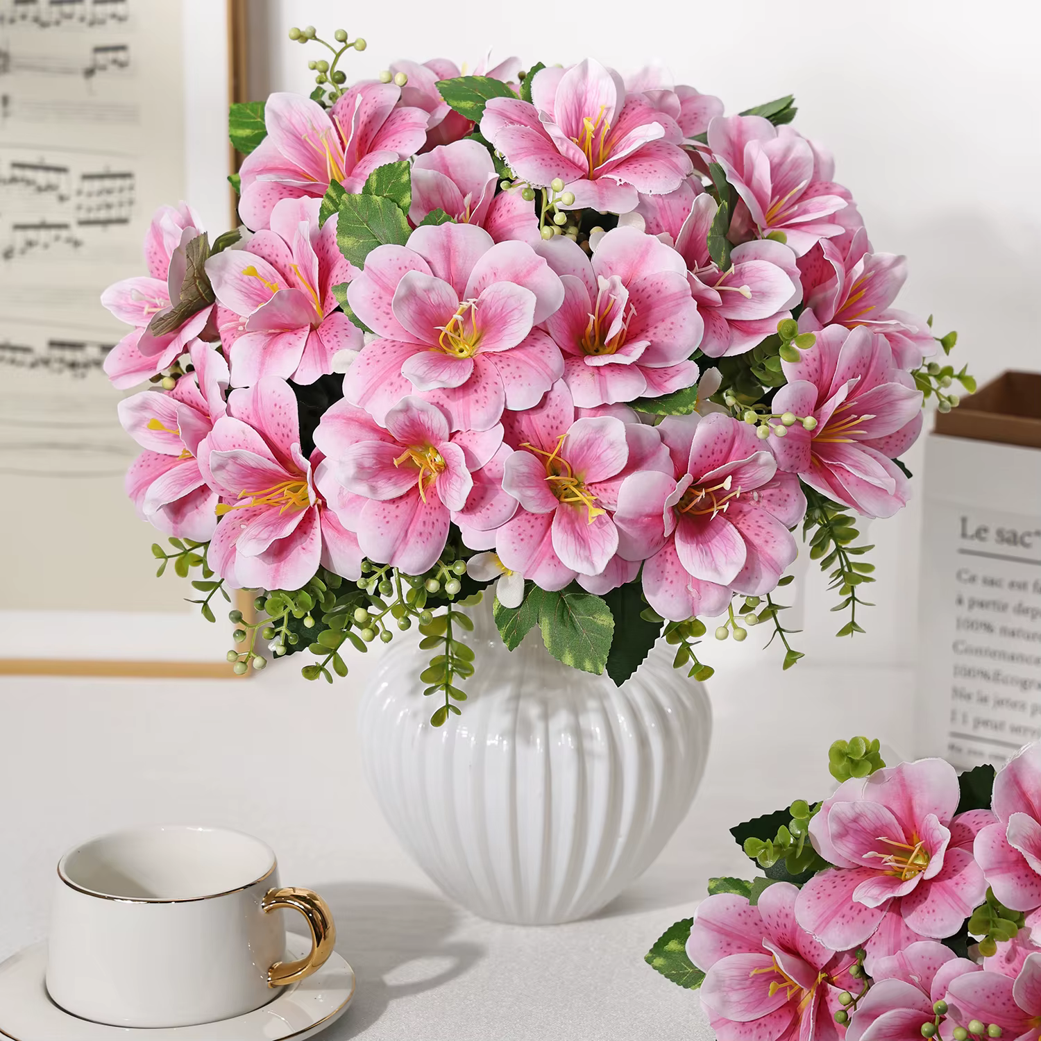 Fleurs artificielles Azalea Couronne de mariage Accueil Chambre Table Automne Décor Bouquet de mariée Jardin Vase Conseil Extérieur Cour Bricolage Cadeau