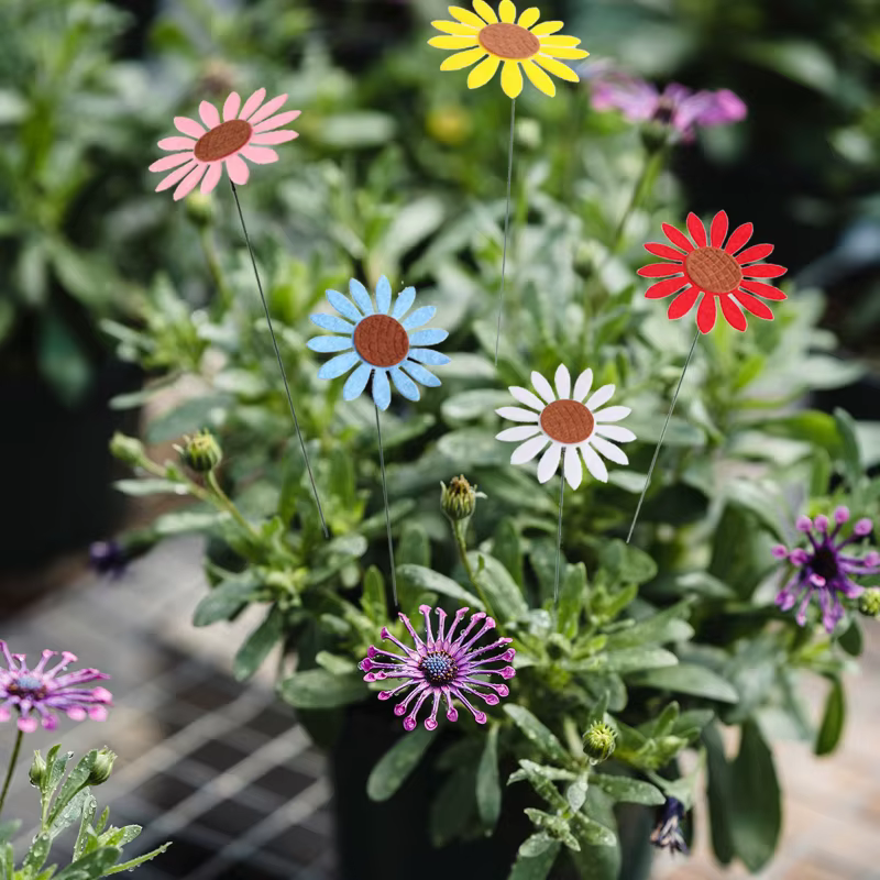 Piquets de jardin tournesol en métal Vintage