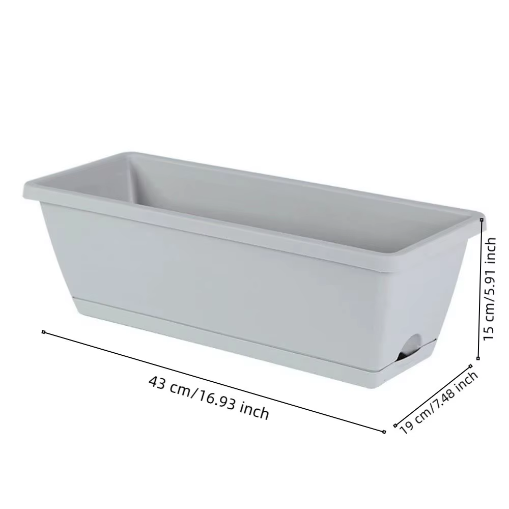 Lot de 3 pots de fleurs rectangulaires en résine