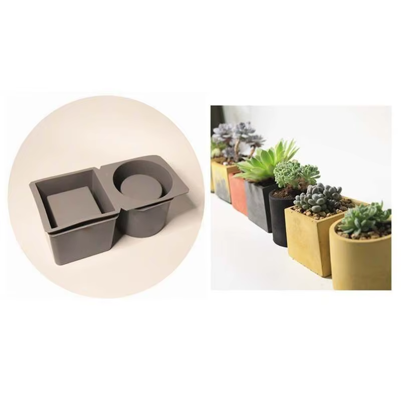 A52E Moule pot fleur en béton sqaure résine ronde plantes succulentes pot silicones moules
