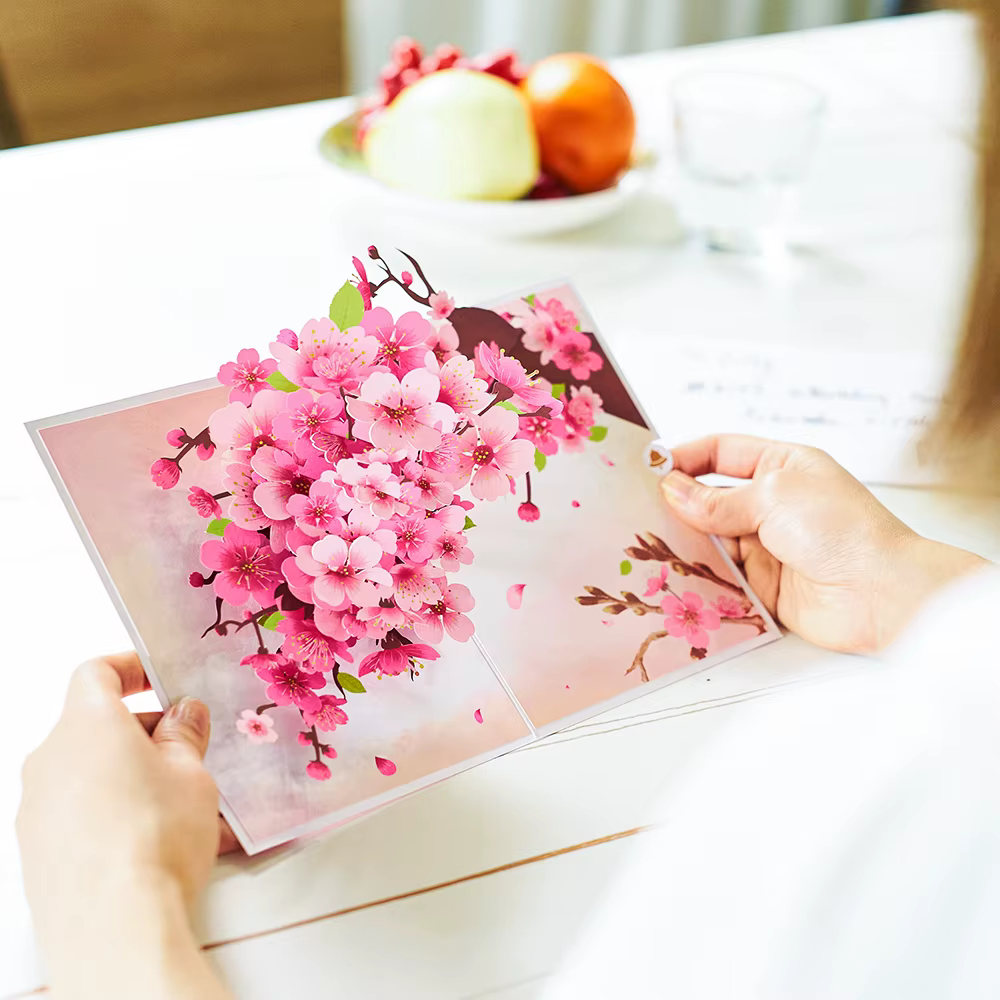 Cymbidium orchidées carte de voeux pop-up avec enveloppe fleurs