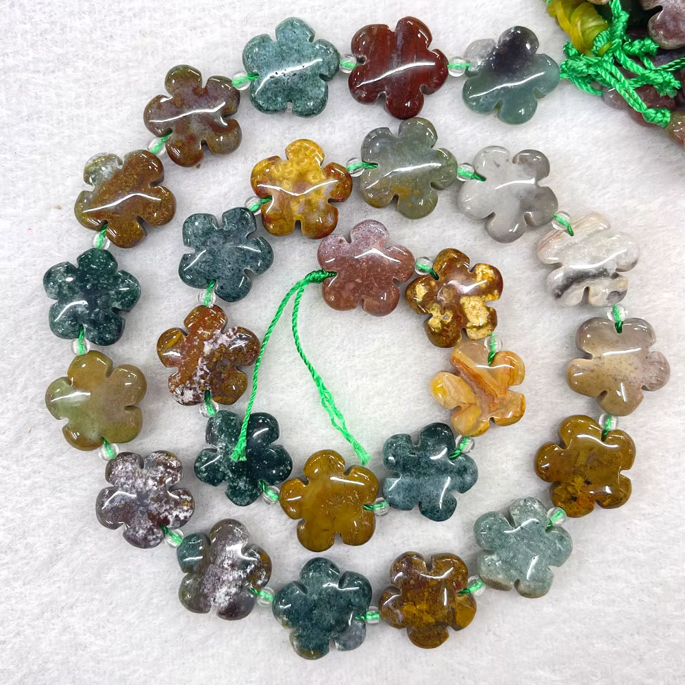 Pierre Naturelle en Forme de Fleur à Cinq Pétales, Agate Clip, Perles de 15mm, pour Fabrication de Bijoux, Fournitures de Direction