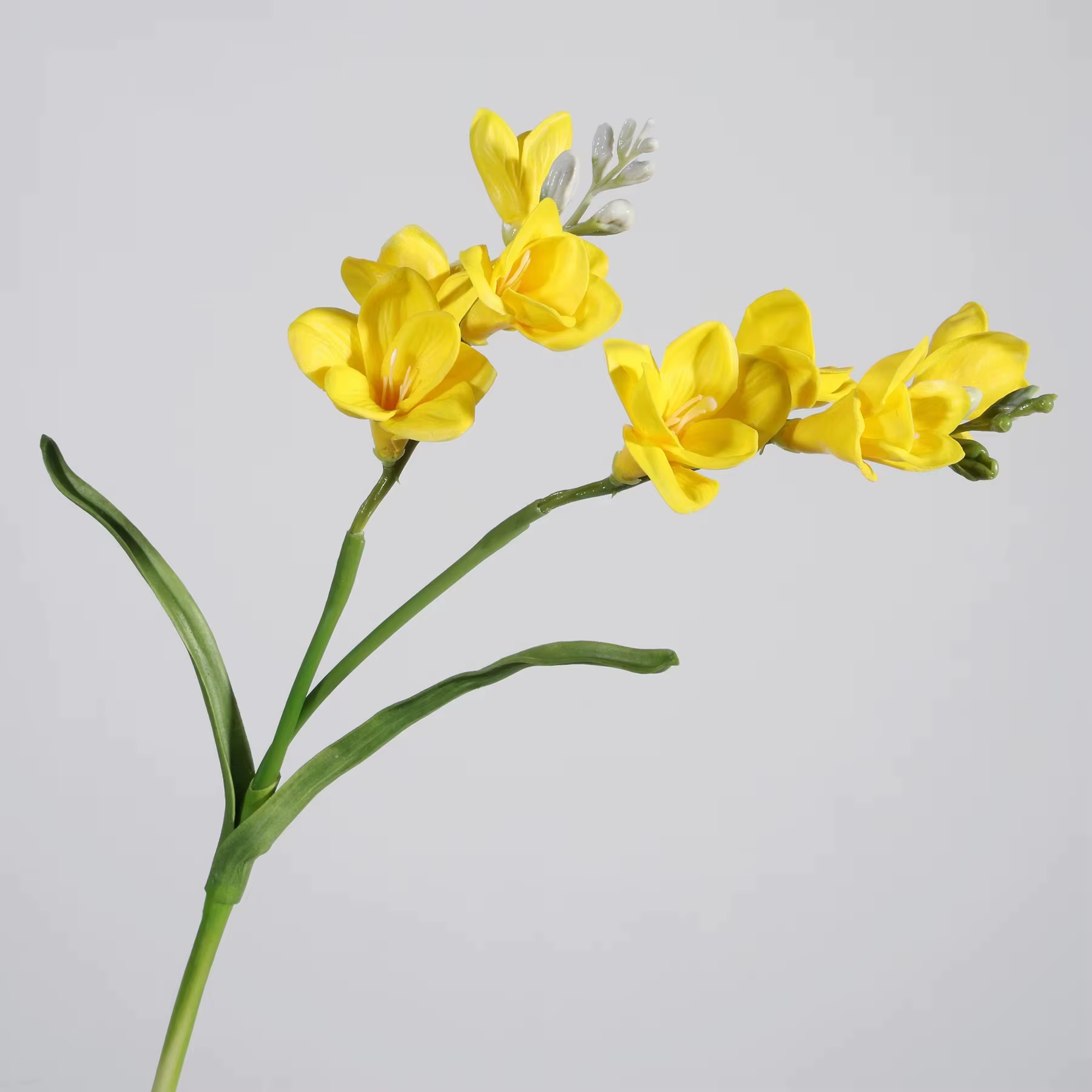Fleur artificielle de freesia à deux branches pour la décoration de la maison et du salon, accessoires photographiques, vitrine de centre commercial, décoration de mariage