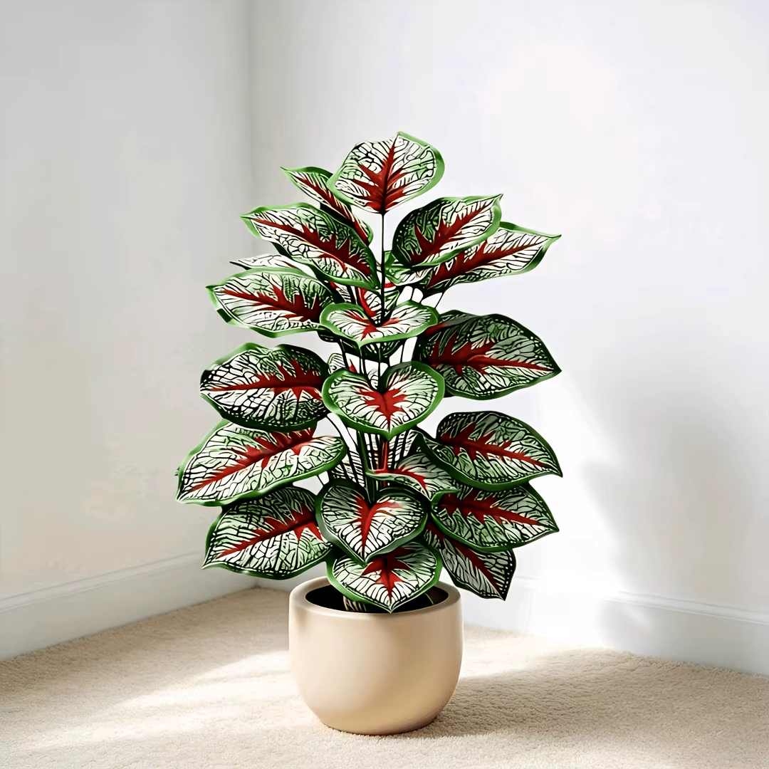 1 pièce de Caladium artificiel à veines rouges