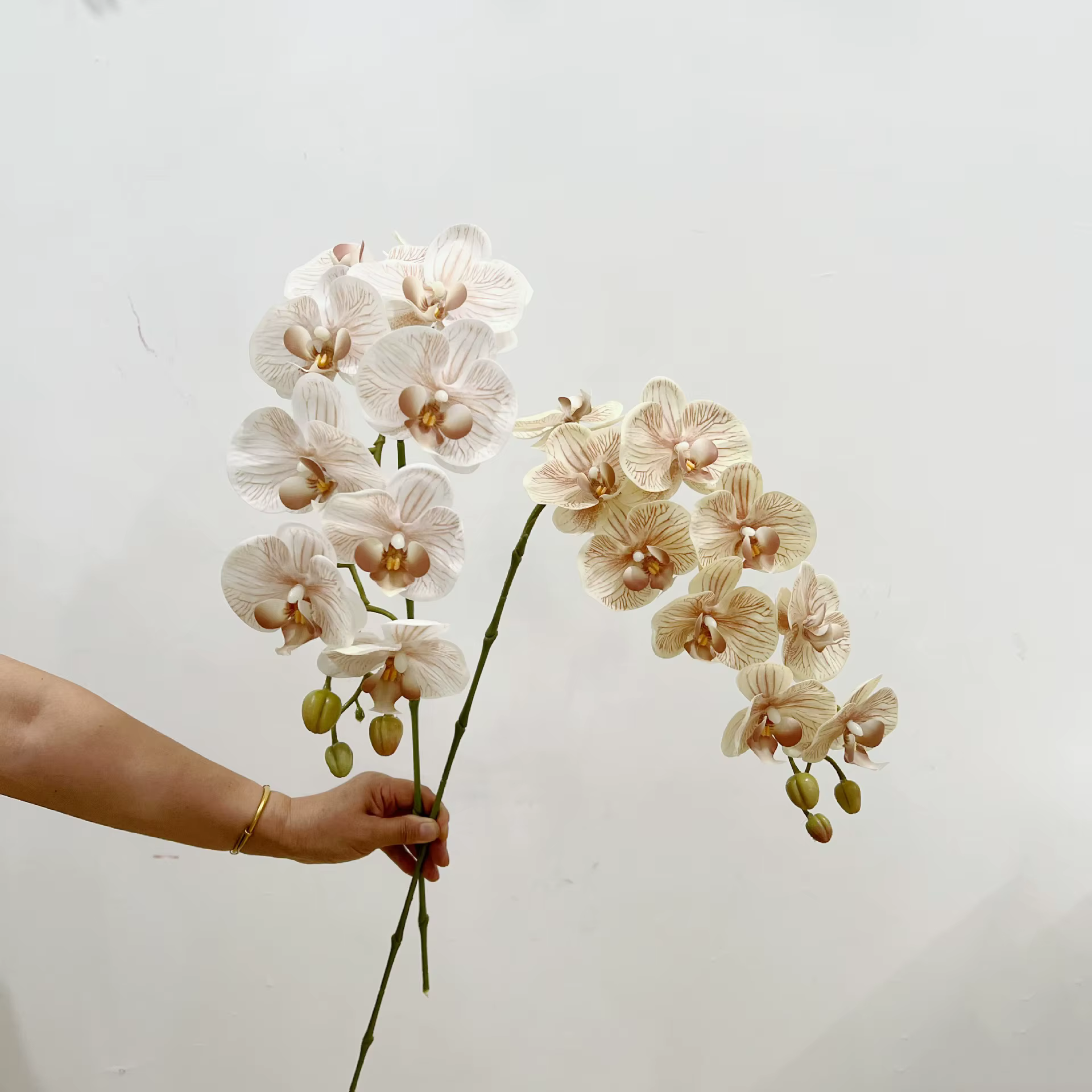 Lot de 2 orchidées papillon artificielles à 9 têtes