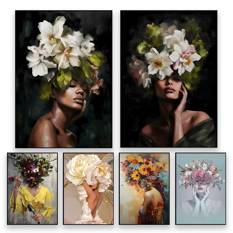 Affiche en toile florale pour femme
