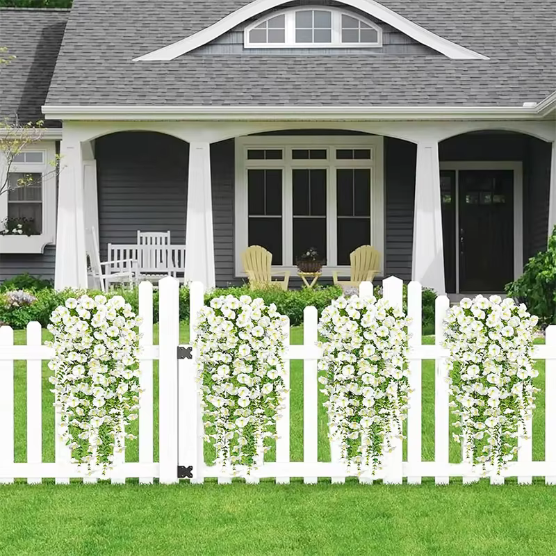 1/2 pièces 75cm blanc artificiel matin gloire tenture murale fausses plantes violettes suspendus fleurs vignes pour la maison jardin décoration de mariage