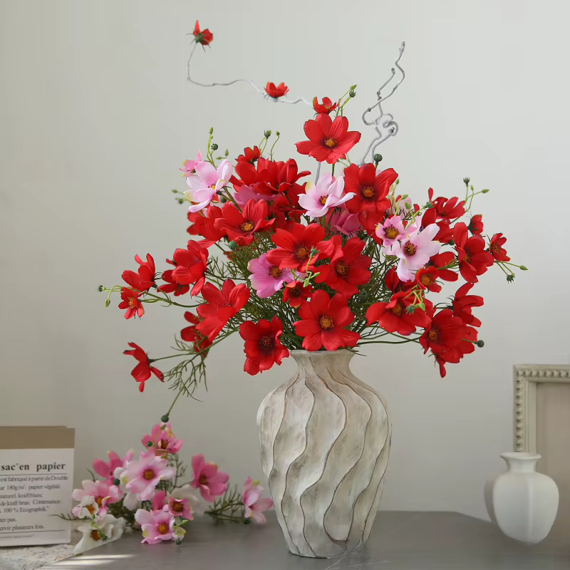 12 pièces de fleurs artificielles en soie de simulation de coreopsis